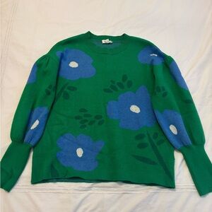 Sugarlips Green and Blue Floral Sweater